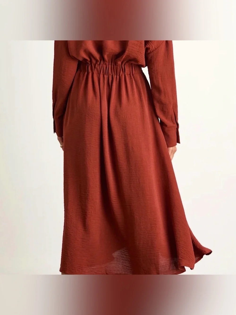 Lulu's Rust Red Collared Button-Front Dress - Picture 2 of 9